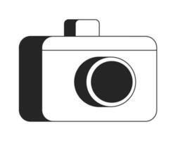 Professional camera flat monochrome isolated vector object. Device for taking picture. Editable black and white line art drawing. Simple outline spot illustration for web graphic design