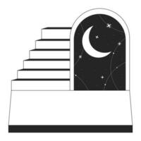 Esoteric door frame with staircase flat monochrome isolated conceptual clipart. Mystic doorframe. Editable black and white line vector object. Simple outline spot illustration for web graphic design