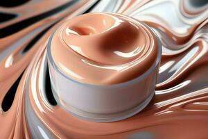 Foundation liquid elements splash. Fluid cosmetic cream or cosmetic make-up creamy product concept by AI Generated photo