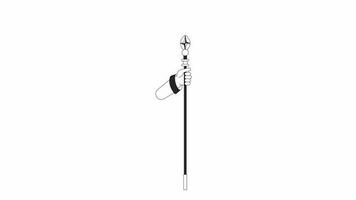 Royal scepter hitting floor line 2D character hand animation. Tap renaissance walking staff monochrome linear cartoon 4K video. Holding king wand animated person body part on white background video