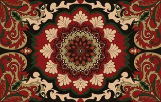 Clásico Arábica modelo. persa de colores alfombra. Rico ornamento para tela diseño, hecho a mano, interior decoración, textiles. rojo antecedentes. vector