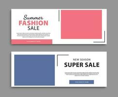 Fashion sale social media web banner template. Summer super sale cover page design. Vector illustration