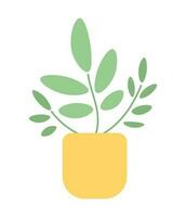 Houseplant in pot semi flat colour vector object. Editable cartoon clip art icon on white background. Simple spot illustration for web graphic design