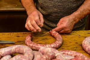 Homemade sausage making photo