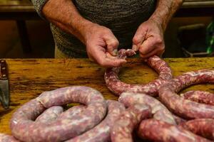 Homemade sausage making photo