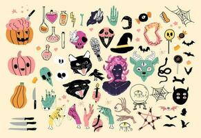 set of Halloween Witchy esoteric graphics collection. vector