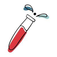 Doodle test tube. HIV analysis. AIDS Day. Blood for analysis vector