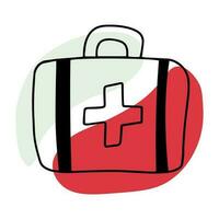 Doodle first aid kit. First aid kit in case of AIDS vector