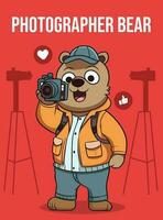 Vector Illustration, Photographer Bear, Animal Clipart