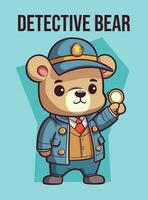 Vector Illustration, Detective Bear, Animal Clipart