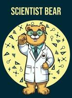 Vector Illustration, Scientist Bear, Animal Clipart
