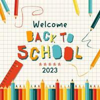 Back to school banner design. Modern illustration of colorful crayon pencils frame and text. Student, pupil. Trendy vector illustration for card, web banner design.