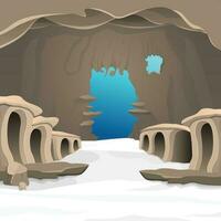 Vector illustration of snowy cave inside view