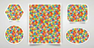 Set of abstract geometric colourful triangles patterns, background with different shapes vector