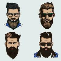 Fashion male hair style with beard illustration vector
