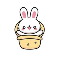 Cute Kawaii Rabbit Bunny Easter Egg in Basket vector