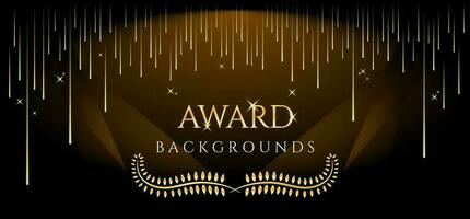 Award ceremony luxurious vector background with golden sparkles and stars. Holiday postcard, web banner, greeting, invitational backdrop with golden dust.