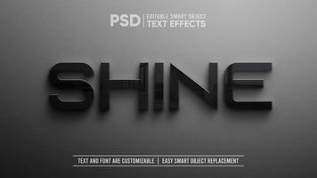 3D Realistic Elegant Black Ceramic Text Editable Smart Object Mockup psd