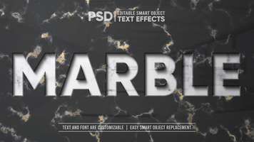 Elegant Marble Gold Emboss Press Reflection Editable Text Effect Mockup psd