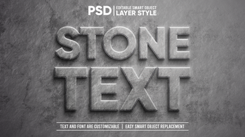 Realistic Carved Embossed Stone 3D Editable Layer Style Smart Object Text Effect psd