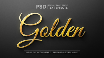 3d dourado roteiro em Preto granito editável inteligente objeto brincar texto efeito psd