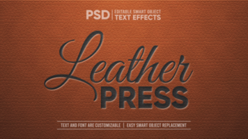 elegant Jahrgang Leder mit schwarz geprägt Briefmarke editierbar Clever Objekt Text bewirken psd