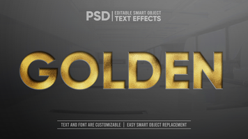 glittrande gyllene Tryck redigerbar text effekt attrapp psd