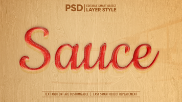 Red Tomato Hot Chilli Sauce Ketchup Editable Layer Style Smart Object Text Effect psd