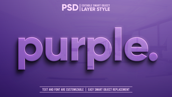 schoon Purper met reflectie Aan graniet 3d bewerkbare tekst effect mockup psd