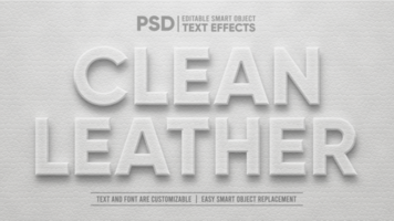 Elegant Clean Leather Emboss 3D Editable Smart Object Text Effect psd