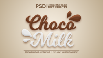choklad mjölk 3d redigerbar smart objekt text effekt psd
