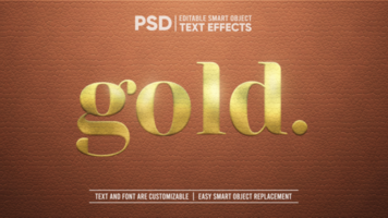 Elegant Trendy Brown Leather With Golden Embossed Stamp Editable Smart Object Text Effect psd