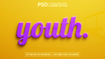 gioventù viola arancia su brillante granito 3d modificabile testo effetto inteligente oggetto strato stile modello psd