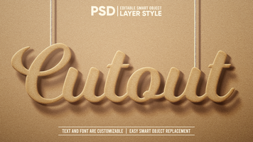 Cardboard Cutout with Strings Editable Layer Style Smart Object Text Effect psd