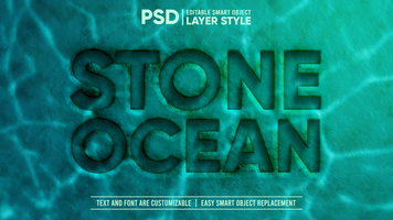 3D Deep Underwater Stone Press Emboss Editable Smart Object Text Effect psd