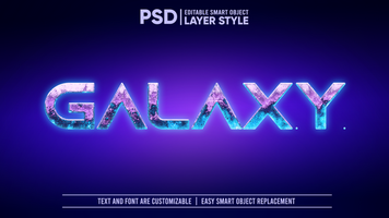Space Galaxy Cosmic Glowing Asteroid Rock 3D Editable Layer Style Text Effect psd