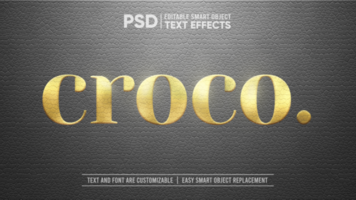 elegante vintage Preto couro com ouro frustrar gravar editável inteligente objeto texto efeito psd