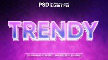 Trendy Gradient Glowing Futuristic Neon Editable Layer Style Text Effect psd