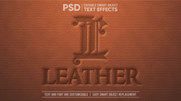 Brown Vintage Leather 3D Editable Smart Object Text Effect psd