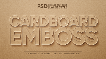 Brown Cardboard Paper 3D Emboss Realistic Editable Layer Style Smart Object Text Effect psd