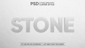 White Stone 3D Editable Layer Style Text Effect psd