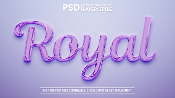 Royal Purple Realistic Metallic Editable Text Effect Smart Object Layer Style Mockup psd