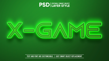 Glowing Game Station Console Green Text Effect Smart Object Mockup psd