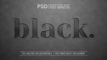 Black Suede Pressed Embossed Sponge Leather Stamp Editable Smart Object Text Effect psd