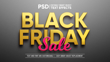Gold and Plastic Black Friday Smart Object Layer Effect psd