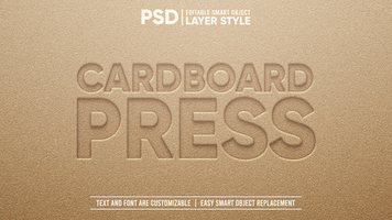 Brown Cardboard Paper 3D Press Editable Layer Style Smart Object Text Effect psd