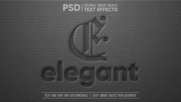 Preto elegante couro 3d editável inteligente objeto texto efeito psd