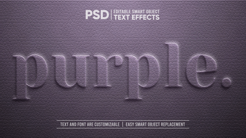 Elegant Vintage Leather With Purple Emboss Editable Smart Object Text Effect psd