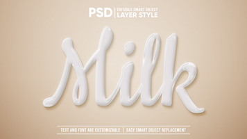 Liquid Milk Drop Clean White Editable Layer Style Smart Object Text Effect psd