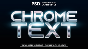 Shiny Chrome Metallic for Movie Poster Editable Layer Style Smart Object Text Effect Mockup psd